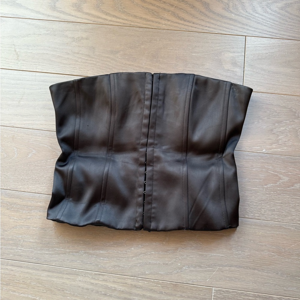 Guizio Black Satin Corset Top